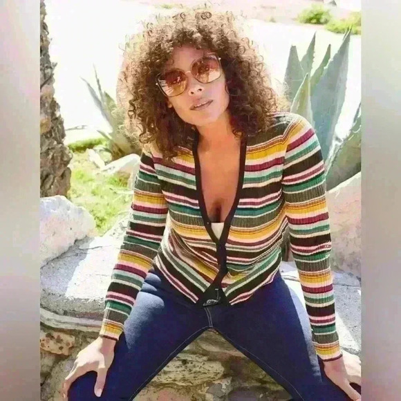 Veronica Beard Keke Striped Ribbed Cardigan - Picture 3 of 7